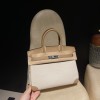 Hermès Birkin 30 (Canvas & Swift Leather) – Color: 0M/Chai with Gold Hardware The casualness of the canvas and the soft texture of Swift leather are charming – lighter and easier to use than full-leather models, fitting for a youthful style.