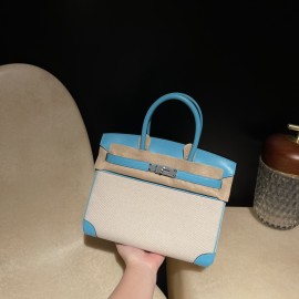 New Arrival ✨ Hermès Birkin 30 (Canvas & Swift Leather) – Color: P3/Blue Nuit with Gold Hardware – The combination of different materials creates a special elegance.