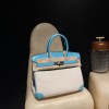 New Arrival ✨ Hermès Birkin 30 (Canvas & Swift Leather) – Color: P3/Blue Nuit with Gold Hardware – The combination of different materials creates a special elegance.