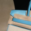New Arrival ✨ Hermès Birkin 30 (Canvas & Swift Leather) – Color: P3/Blue Nuit with Gold Hardware – The combination of different materials creates a special elegance.