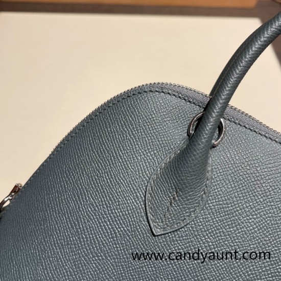 Hermes 25cm bolide Epsom Y7 /Blue Orage Full Handmade Silver Hardware002 Hermes 25cm bolide Epsom Y7 /Blue Orage Full Handmade Silver Hardware002