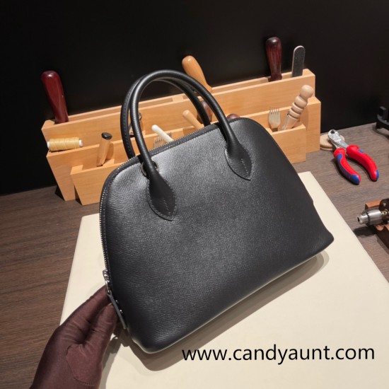 Hermes 25cm bolide Epsom 89 /Black (Noir) Full Handmade Silver Hardware003 Hermes 25cm bolide Epsom 89 /Black (Noir) Full Handmade Silver Hardware003