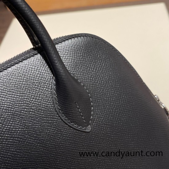 Hermes 25cm bolide Epsom 89 /Black (Noir) Full Handmade Silver Hardware003 Hermes 25cm bolide Epsom 89 /Black (Noir) Full Handmade Silver Hardware003