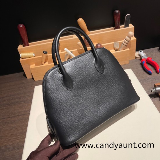 Hermes 25cm bolide Epsom 89 /Black (Noir) Full Handmade Silver Hardware003 Hermes 25cm bolide Epsom 89 /Black (Noir) Full Handmade Silver Hardware003