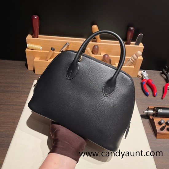 Hermes 25cm bolide Epsom 89 /Black (Noir) Full Handmade Gold Hardware005 Hermes 25cm bolide Epsom 89 /Black (Noir) Full Handmade Gold Hardware005