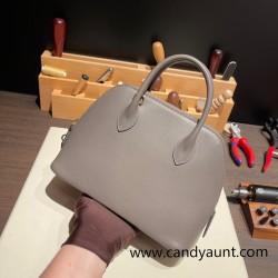 Hermes 25cm bolide Evercolor 0L/ Gris Meyer Full Handmade Gold Hardware006