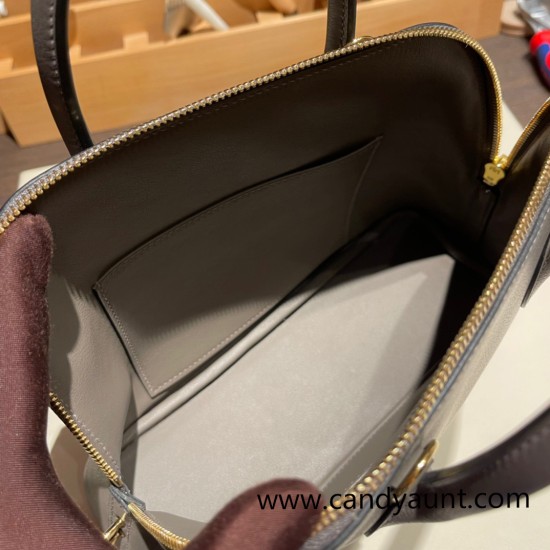 Hermes 25cm bolide Evercolor 0L/ Gris Meyer Full Handmade Gold Hardware006 Hermes 25cm bolide Evercolor 0L/ Gris Meyer Full Handmade Gold Hardware006