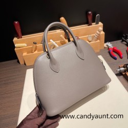 Hermes 25cm bolide Evercolor 0L/ Gris Meyer Full Handmade Gold Hardware006