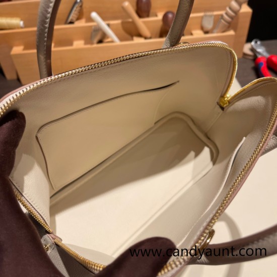 Hermes 25cm bolide Evercolor 10 /Craie Full Handmade Gold Hardware007 Hermes 25cm bolide Evercolor 10 /Craie Full Handmade Gold Hardware007