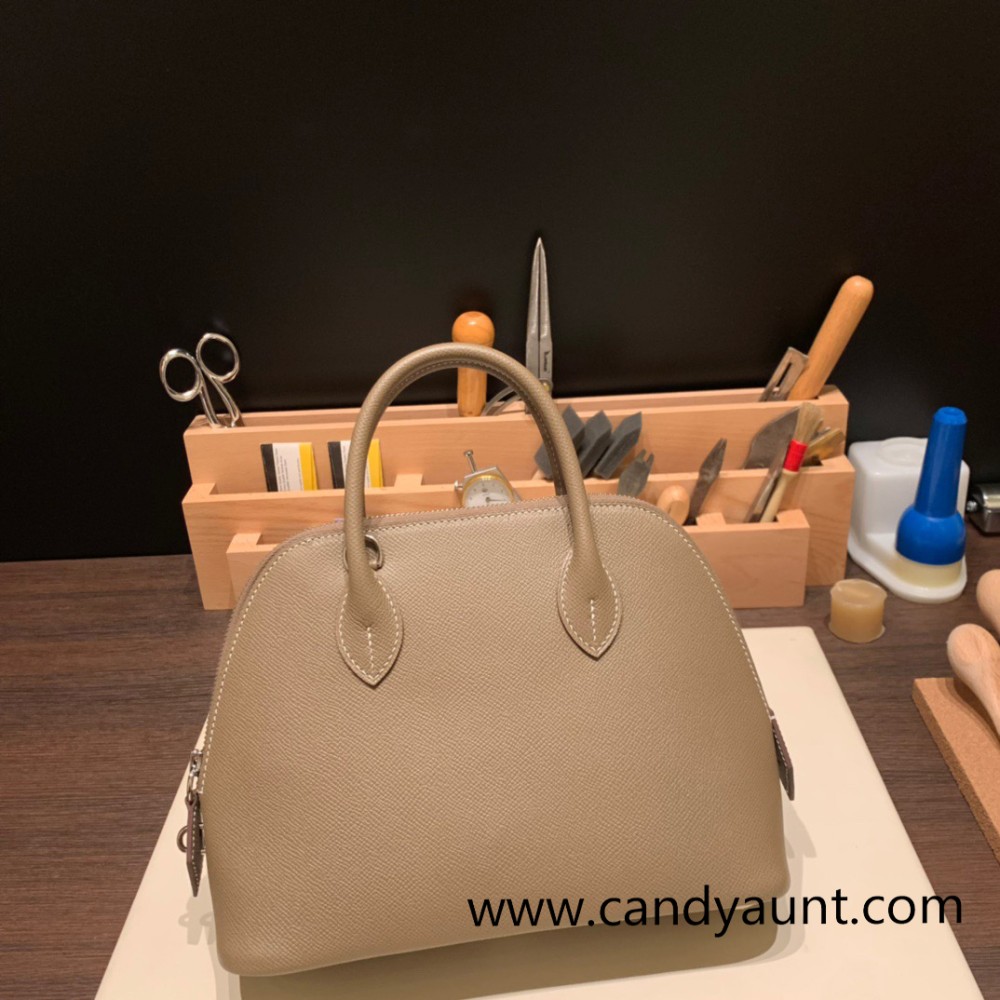 Hermes 25cm bolide Epsom 18 /Étoupe Grey Full Handmade Silver Hardware008