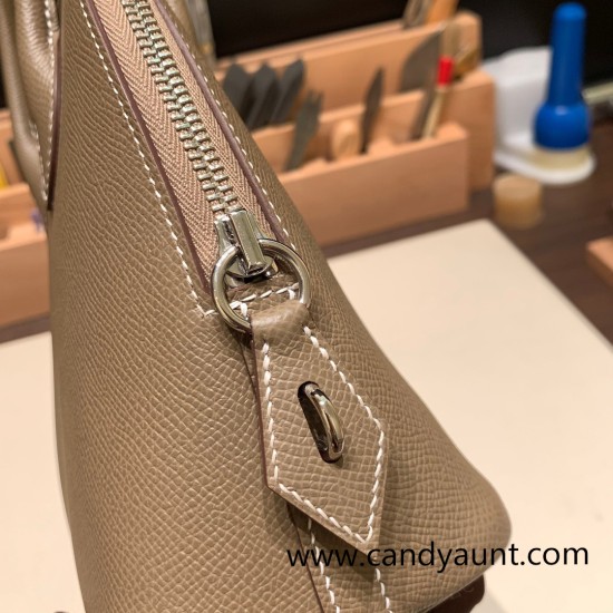 Hermes 25cm bolide Epsom 18 /Étoupe Grey Full Handmade Silver Hardware008 Hermes 25cm bolide Epsom 18 /Étoupe Grey Full Handmade Silver Hardware008