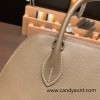 Hermes 25cm bolide Epsom 18 /Étoupe Grey Full Handmade Silver Hardware008