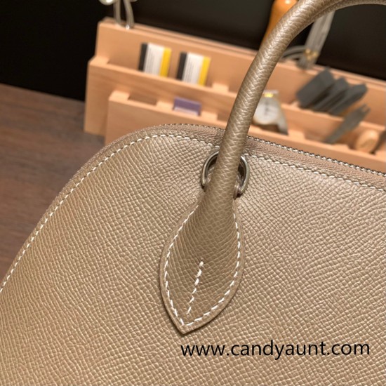 Hermes 25cm bolide Epsom 18 /Étoupe Grey Full Handmade Silver Hardware008 Hermes 25cm bolide Epsom 18 /Étoupe Grey Full Handmade Silver Hardware008