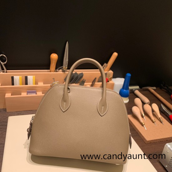 Hermes 25cm bolide Epsom 18 /Étoupe Grey Full Handmade Silver Hardware008 Hermes 25cm bolide Epsom 18 /Étoupe Grey Full Handmade Silver Hardware008