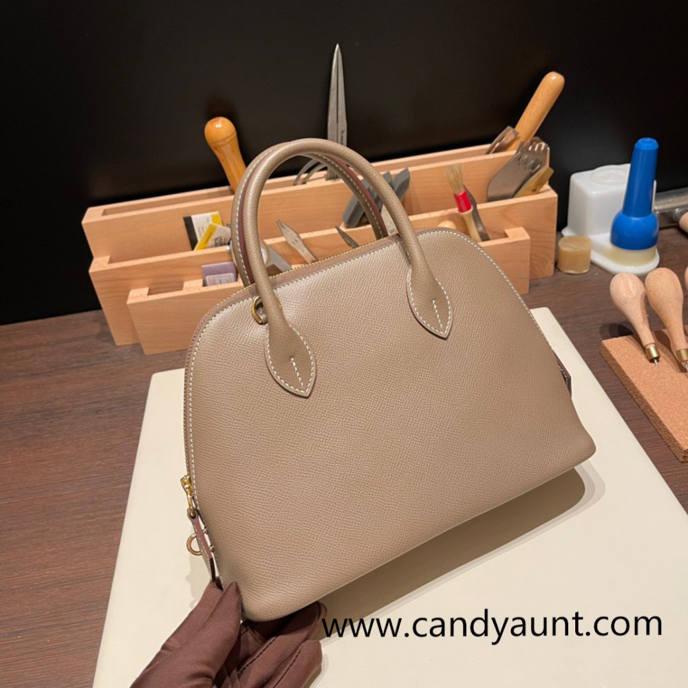 Hermes 25cm bolide Epsom 18 /Étoupe Grey Full Handmade Gold Hardware009