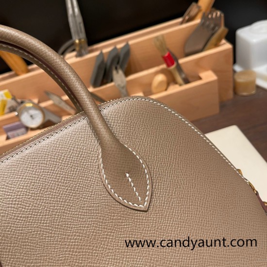 Hermes 25cm bolide Epsom 18 /Étoupe Grey Full Handmade Gold Hardware009 Hermes 25cm bolide Epsom 18 /Étoupe Grey Full Handmade Gold Hardware009