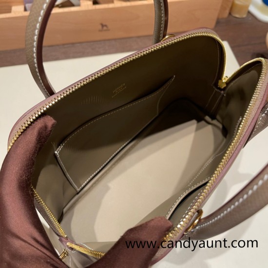Hermes 25cm bolide Epsom 18 /Étoupe Grey Full Handmade Gold Hardware009 Hermes 25cm bolide Epsom 18 /Étoupe Grey Full Handmade Gold Hardware009