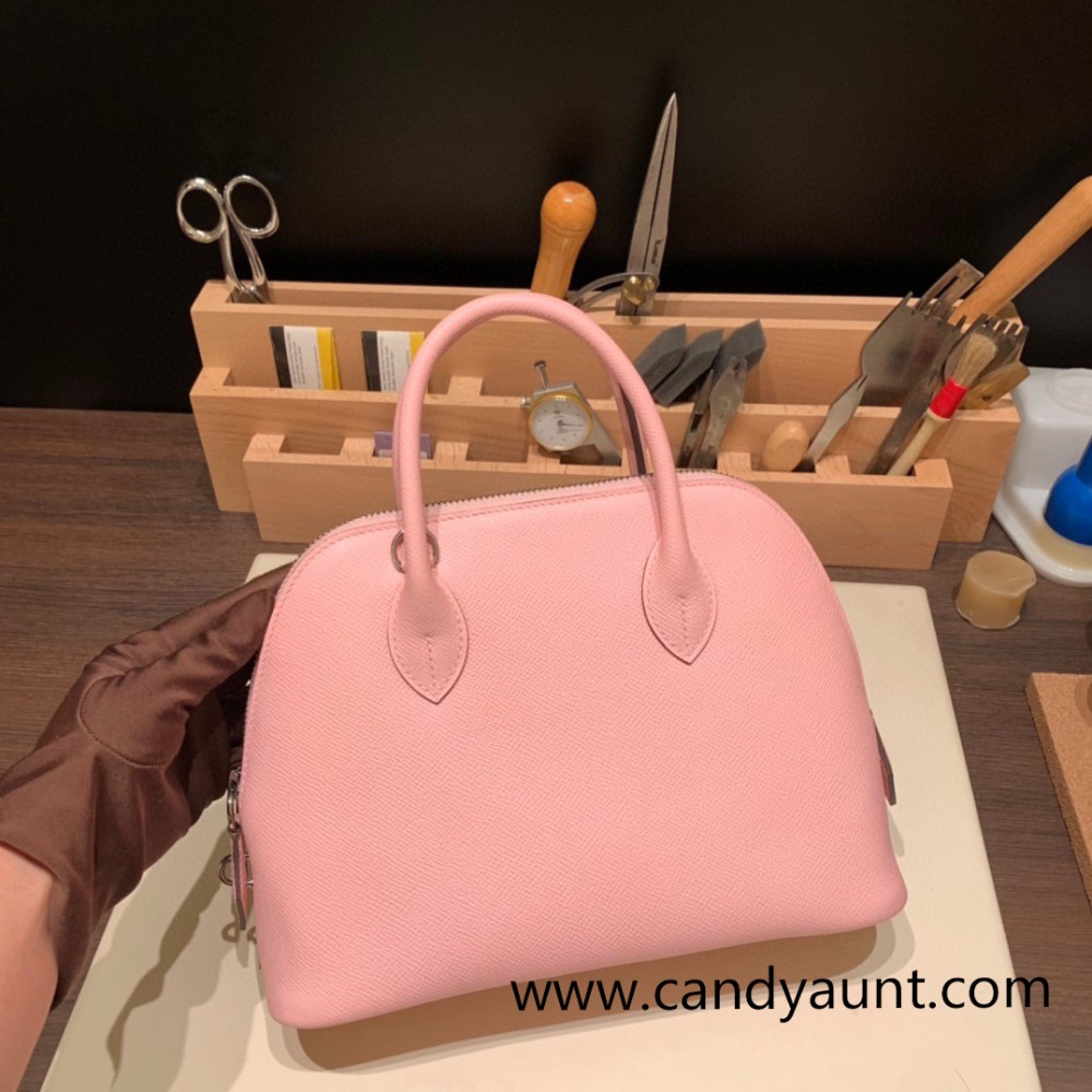 Hermes 25cm bolide epsom 3Q /Rose Sakura Full Handmade Silver Hardware017