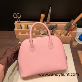 Hermes 25cm bolide epsom 3Q /Rose Sakura Full Handmade Silver Hardware017