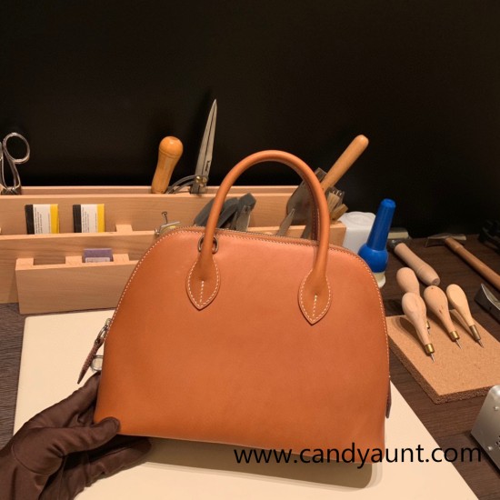 Hermes 25cm bolide Barenia 34 /Fauve Full Handmade Silver Hardware018 Hermes 25cm bolide Barenia 34 /Fauve Full Handmade Silver Hardware018
