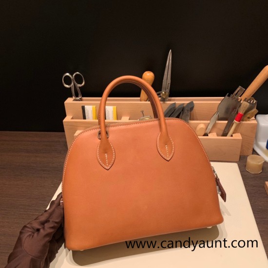 Hermes 25cm bolide Barenia 34 /Fauve Full Handmade Silver Hardware018 Hermes 25cm bolide Barenia 34 /Fauve Full Handmade Silver Hardware018