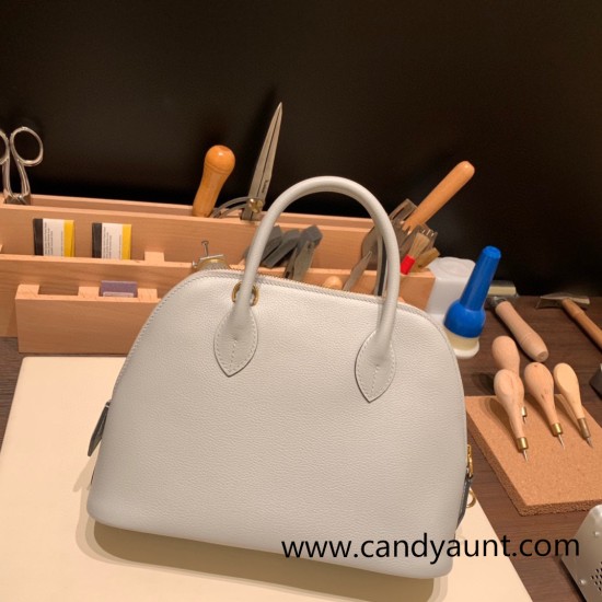 Hermes 25cm bolide evercolor 4Z /Gris Mouette Full Handmade Silver Hardware019 Hermes 25cm bolide evercolor 4Z /Gris Mouette Full Handmade Silver Hardware019