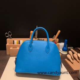 Hermes 25cm bolide Epsom B3 /Blue Zanzibar  Full Handmade Silver Hardware022