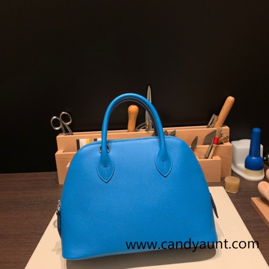 Hermes 25cm bolide Epsom B3 /Blue Zanzibar Full Handmade Silver Hardware022 Hermes 25cm bolide Epsom B3 /Blue Zanzibar Full Handmade Silver Hardware022