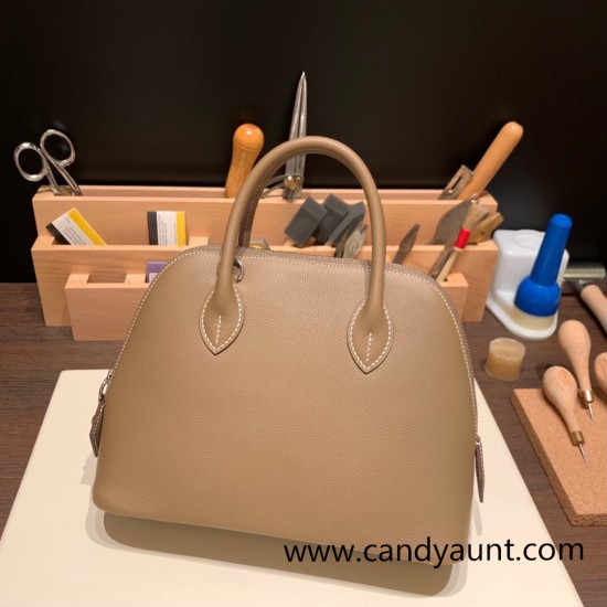 Hermes 25cm bolide evercolor 18 /Étoupe Grey (Étoupe) Full Handmade Silver Hardware025 Hermes 25cm bolide evercolor 18 /Étoupe Grey (Étoupe) Full Handmade Silver Hardware025