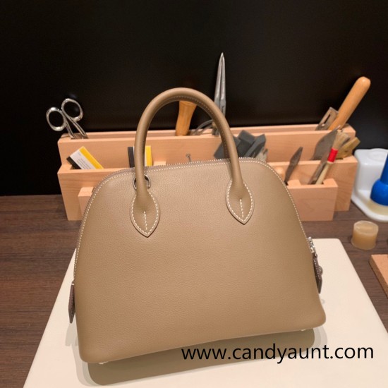 Hermes 25cm bolide evercolor 18 /Étoupe Grey (Étoupe) Full Handmade Silver Hardware025 Hermes 25cm bolide evercolor 18 /Étoupe Grey (Étoupe) Full Handmade Silver Hardware025