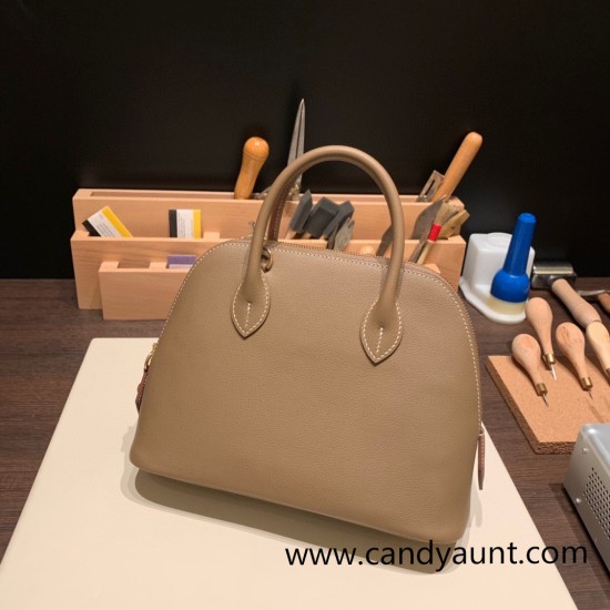 Hermes 25cm bolide evercolor 18 /Étoupe Grey (Étoupe) Full Handmade Gold Hardware026 Hermes 25cm bolide evercolor 18 /Étoupe Grey (Étoupe) Full Handmade Gold Hardware026