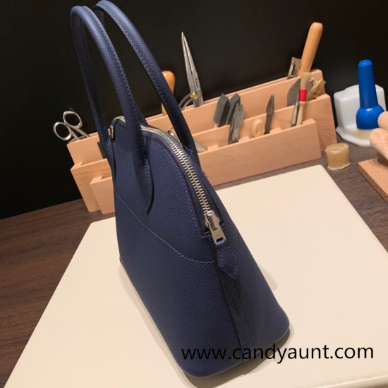 Hermes 27cm bolide Epsom 73 /Blue Saphir Silver Hardware Full Handmade Hermes 27cm bolide Epsom 73 /Blue Saphir Silver Hardware Full Handmade