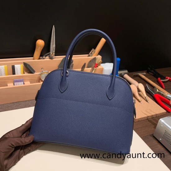 Hermes 27cm bolide Epsom 73 /Blue Saphir Silver Hardware Full Handmade Hermes 27cm bolide Epsom 73 /Blue Saphir Silver Hardware Full Handmade