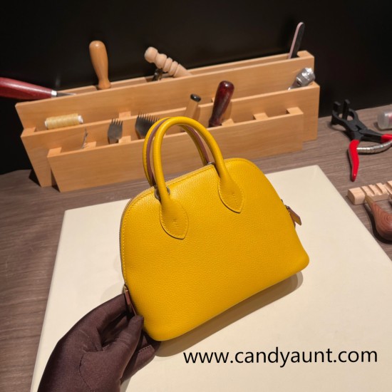 Hermes mini bolide evercolor 9D /Jaune Ambre Full Handmade 006 Hermes mini bolide evercolor 9D /Jaune Ambre Full Handmade 006
