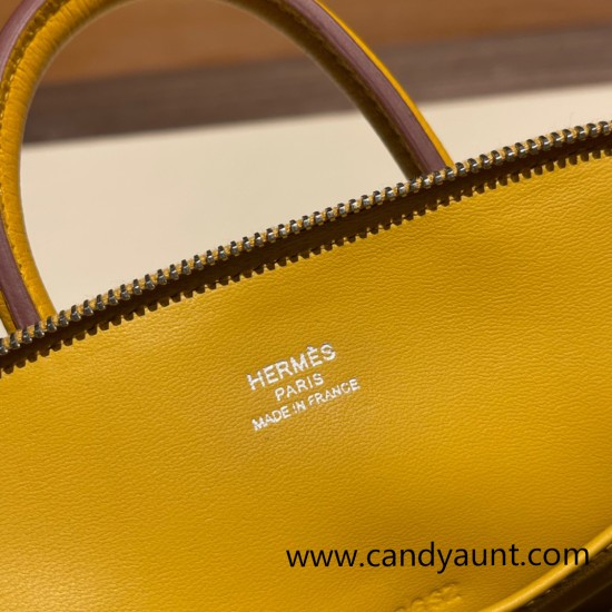 Hermes mini bolide evercolor 9D /Jaune Ambre Full Handmade 006 Hermes mini bolide evercolor 9D /Jaune Ambre Full Handmade 006