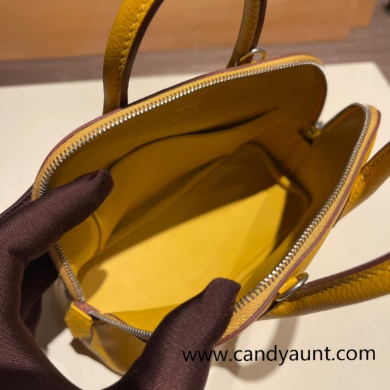 Hermes mini bolide evercolor 9D /Jaune Ambre Full Handmade 006 Hermes mini bolide evercolor 9D /Jaune Ambre Full Handmade 006