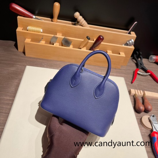 Hermes mini bolide evercolor 73 /Blue Saphir Full Handmade 010 Hermes mini bolide evercolor 73 /Blue Saphir Full Handmade 010