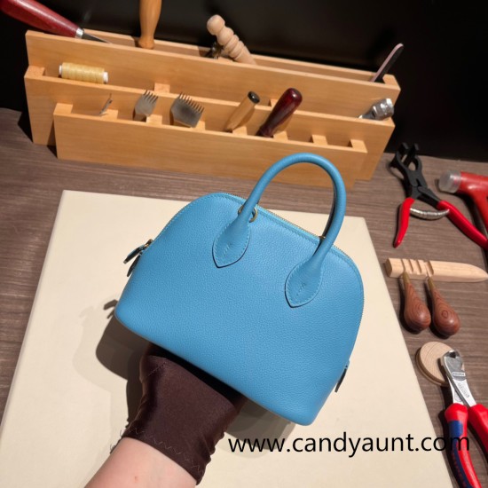 Hermes mini bolide evercolor P3 /Blue du Nord Full Handmade 011 Hermes mini bolide evercolor P3 /Blue du Nord Full Handmade 011