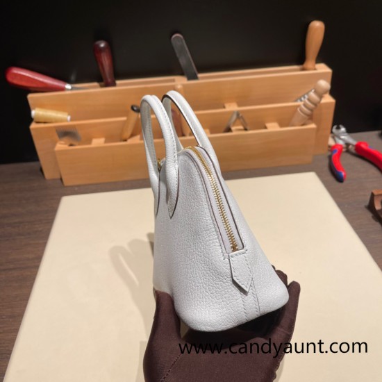 Hermes mini bolide Chevre 7R /Azur Full Handmade 019 Hermes mini bolide Chevre 7R /Azur Full Handmade 019