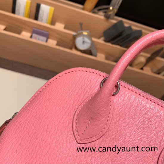 Hermes mini bolide Chevre 1Q/Rose Confetti Full Handmade 022 Hermes mini bolide Chevre 1Q/Rose Confetti Full Handmade 022