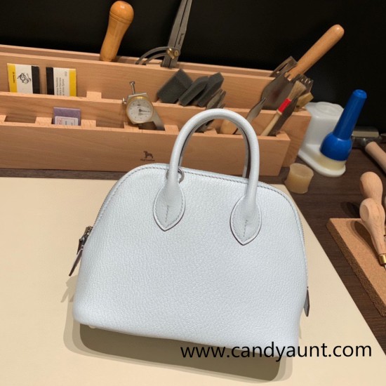 Hermes mini bolide Chevre 7R /Azur Full Handmade 023 Hermes mini bolide Chevre 7R /Azur Full Handmade 023