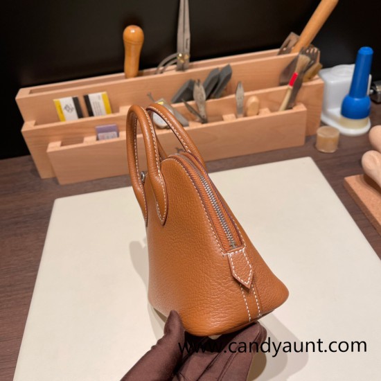 Hermes mini bolide Chevre 37/Gold Full Handmade 024 Hermes mini bolide Chevre 37/Gold Full Handmade 024