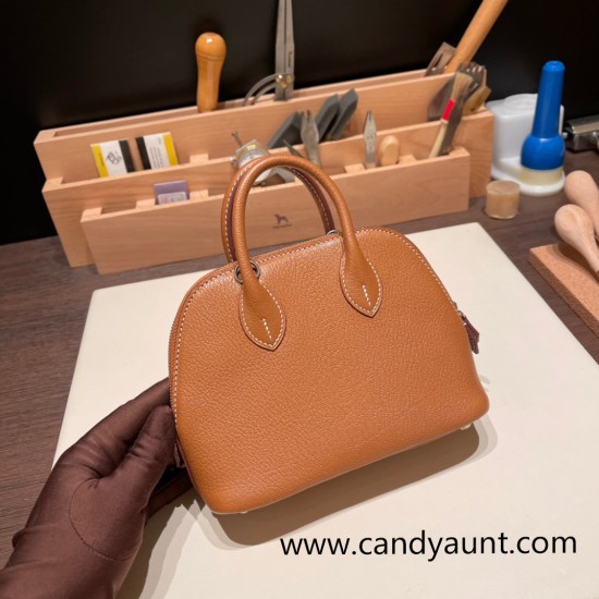 Hermes mini bolide Chevre 37/Gold Full Handmade 024 Hermes mini bolide Chevre 37/Gold Full Handmade 024
