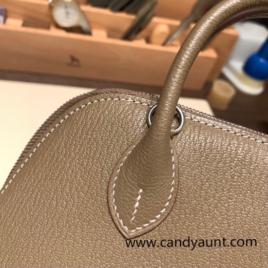 Hermes mini bolide Chevre 8C/ Elephant Grey Full Handmade 026 Hermes mini bolide Chevre 8C/ Elephant Grey Full Handmade 026