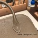 Hermes mini bolide Chevre 8C/ Elephant Grey Full Handmade 026 Hermes mini bolide Chevre 8C/ Elephant Grey Full Handmade 026