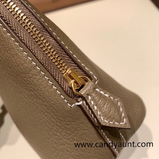 Hermes mini bolide Chevre 8C /Elephant Grey Full Handmade 027 Hermes mini bolide Chevre 8C /Elephant Grey Full Handmade 027