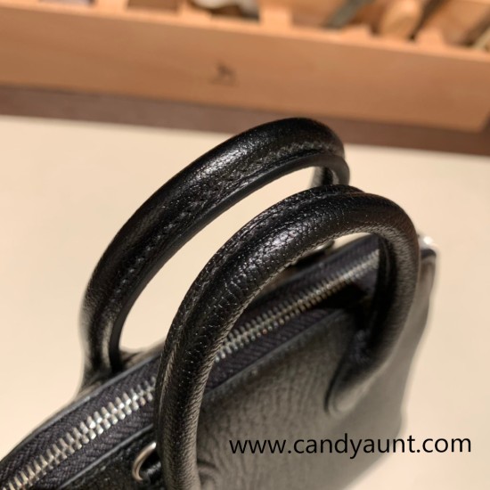 Hermes mini bolide Chevre 89 /Black (Noir) Full Handmade 032 Hermes mini bolide Chevre 89 /Black (Noir) Full Handmade 032
