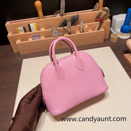 Hermes mini bolide Chevre X9 /Mauve Sylvestre Full Handmade 033 Hermes mini bolide Chevre X9 /Mauve Sylvestre Full Handmade 033