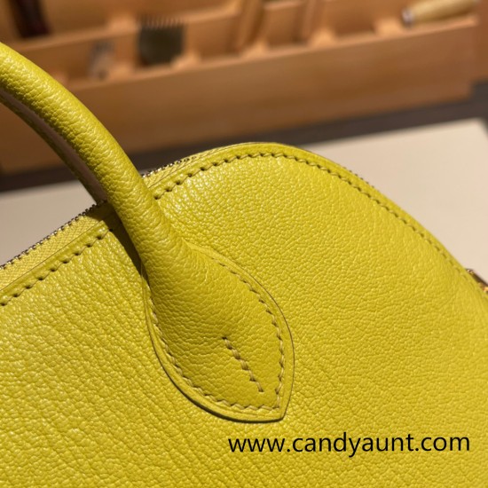 Hermes mini bolide Chevre 9R/Lime Full Handmade 036 Hermes mini bolide Chevre 9R/Lime Full Handmade 036