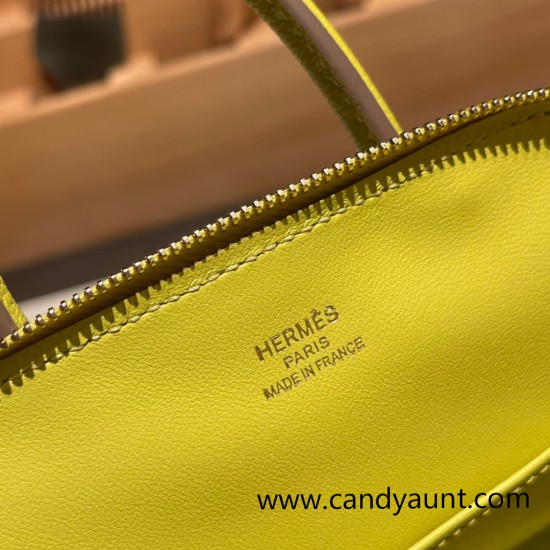 Hermes mini bolide Chevre 9R/Lime Full Handmade 036 Hermes mini bolide Chevre 9R/Lime Full Handmade 036